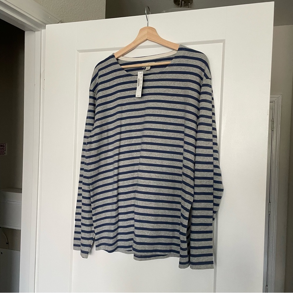 J. Crew Grey and Blue Striped Sweater